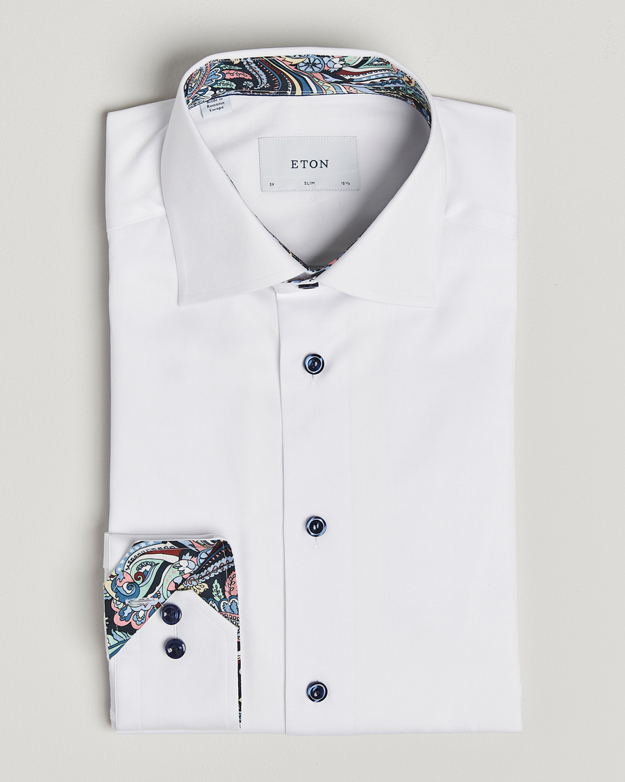 Eton Slim Fit Signature Twill Contrast Shirt White at CareOfCarl.com Eton Slim Fit Signature Twill Contrast Shirt White at CareOfCarl.com
