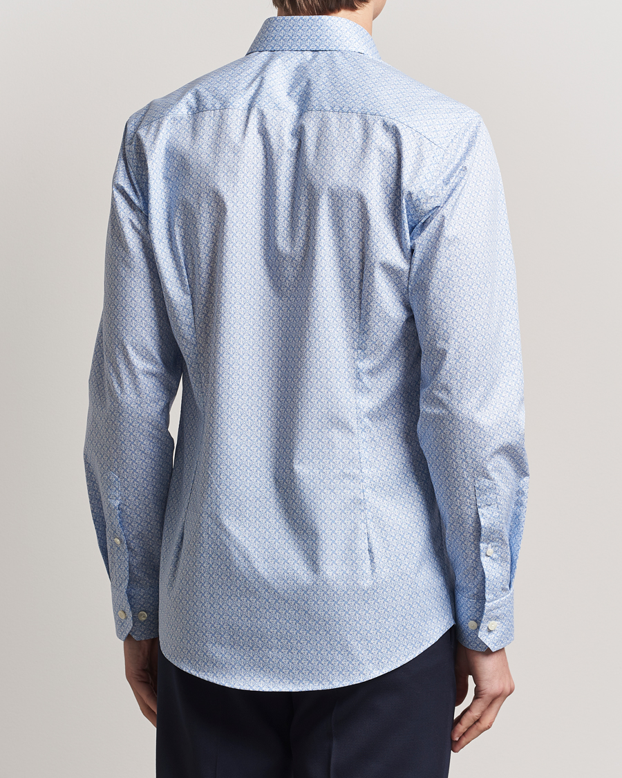 Men | Shirts | Eton | Slim Fit Signature Twill Printed Shirt Light Blue