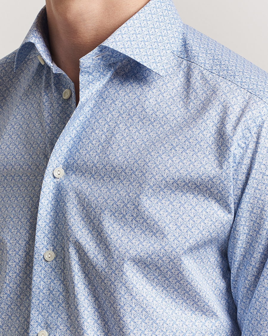 Men | Shirts | Eton | Slim Fit Signature Twill Printed Shirt Light Blue