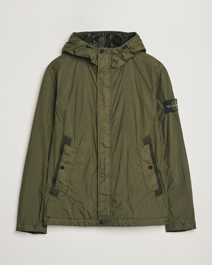 Stone Island Crinkle Reps Hooded Jacket Military Green at Stone Island Crinkle Reps Hooded Jacket Military Green at