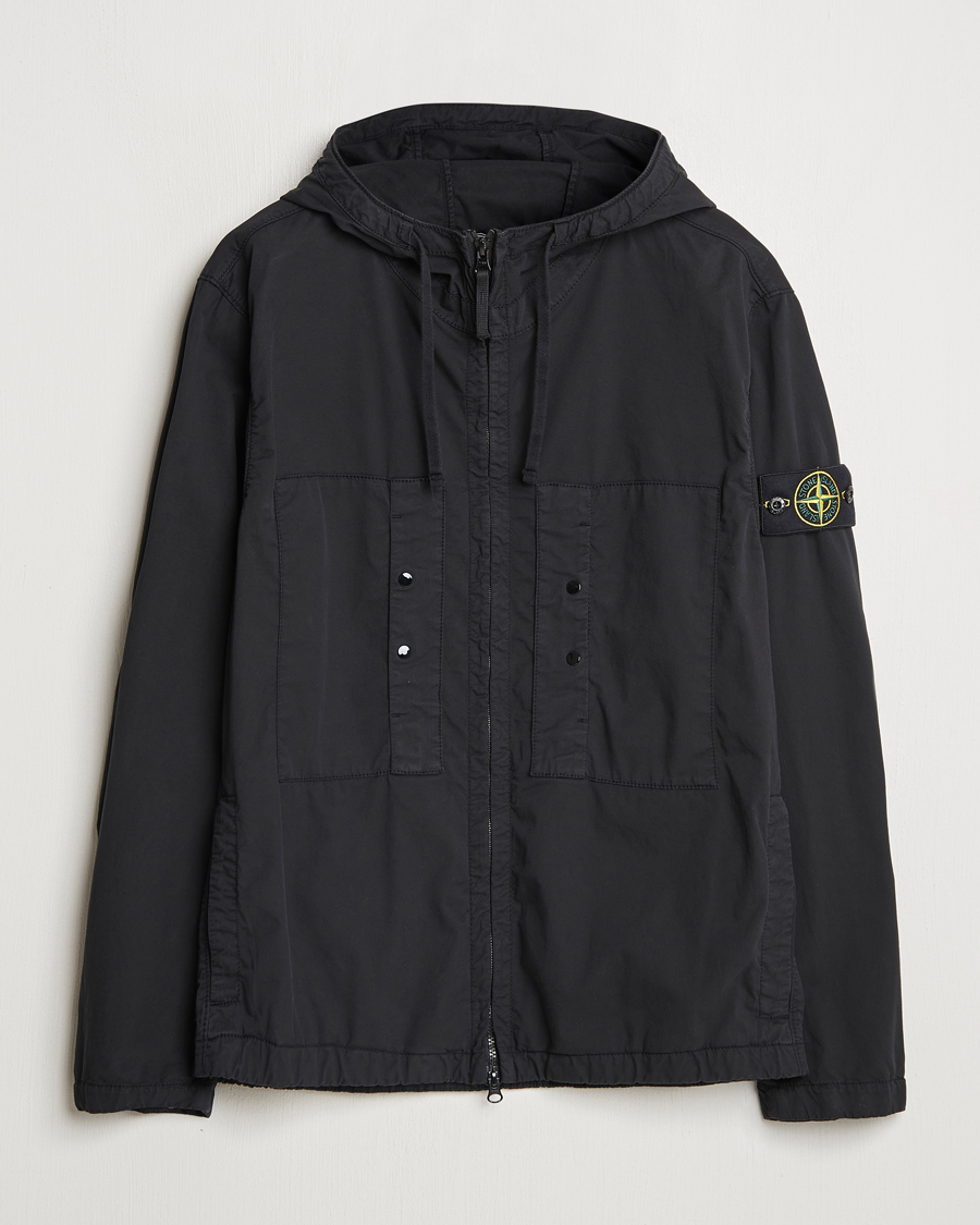 Stone Island Supima Cotton Stretch Hooded Jacket Black at