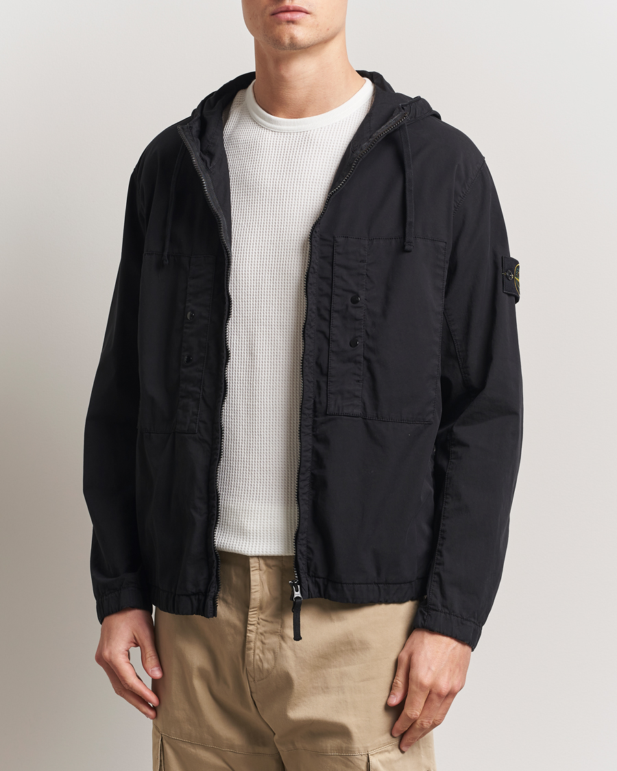 Stone Island Supima Cotton Stretch Hooded Jacket Black at