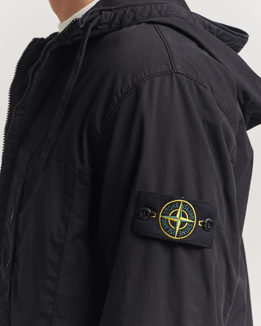 Stone Island Supima Cotton Stretch Hooded Jacket Black at