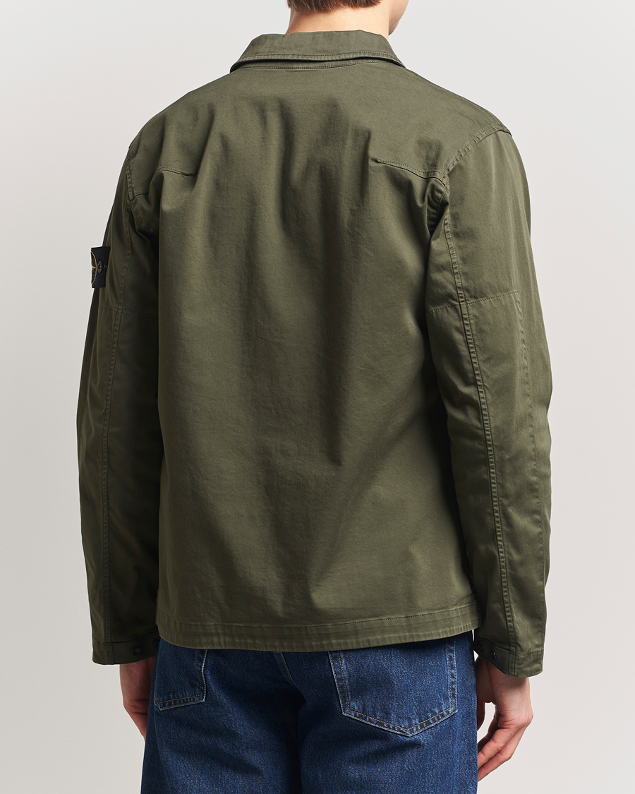 Men | Shirts | Stone Island | Cotton Stretch Zip Overshirt Military Green