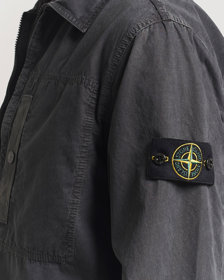 Men | Shirts | Stone Island | Old Effect Garment Washed Zip Overshirt Charcoal
