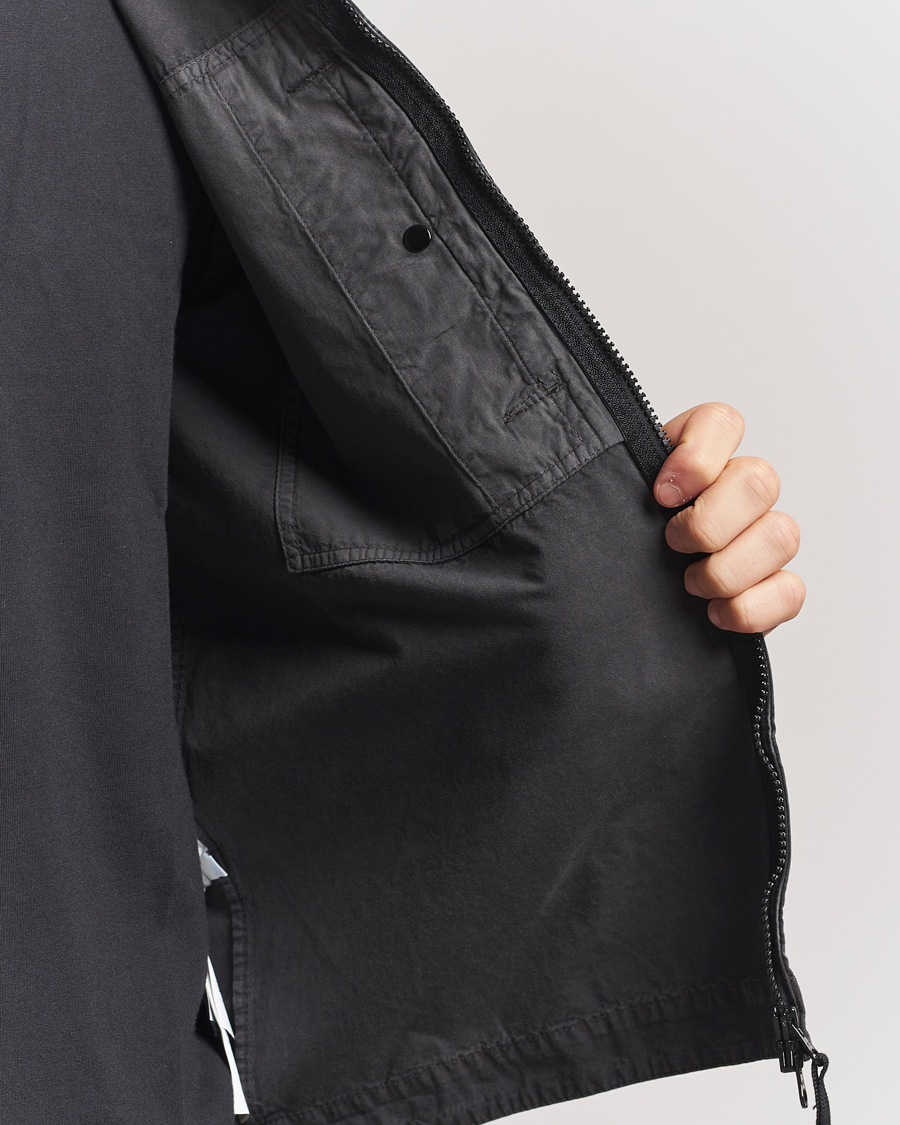 Men | Shirts | Stone Island | Old Effect Garment Washed Zip Overshirt Charcoal