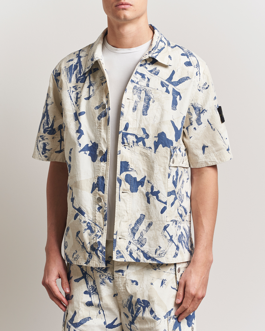 Stone Island Stretch Ripstop Camo Short Sleeve Shirt Desert at