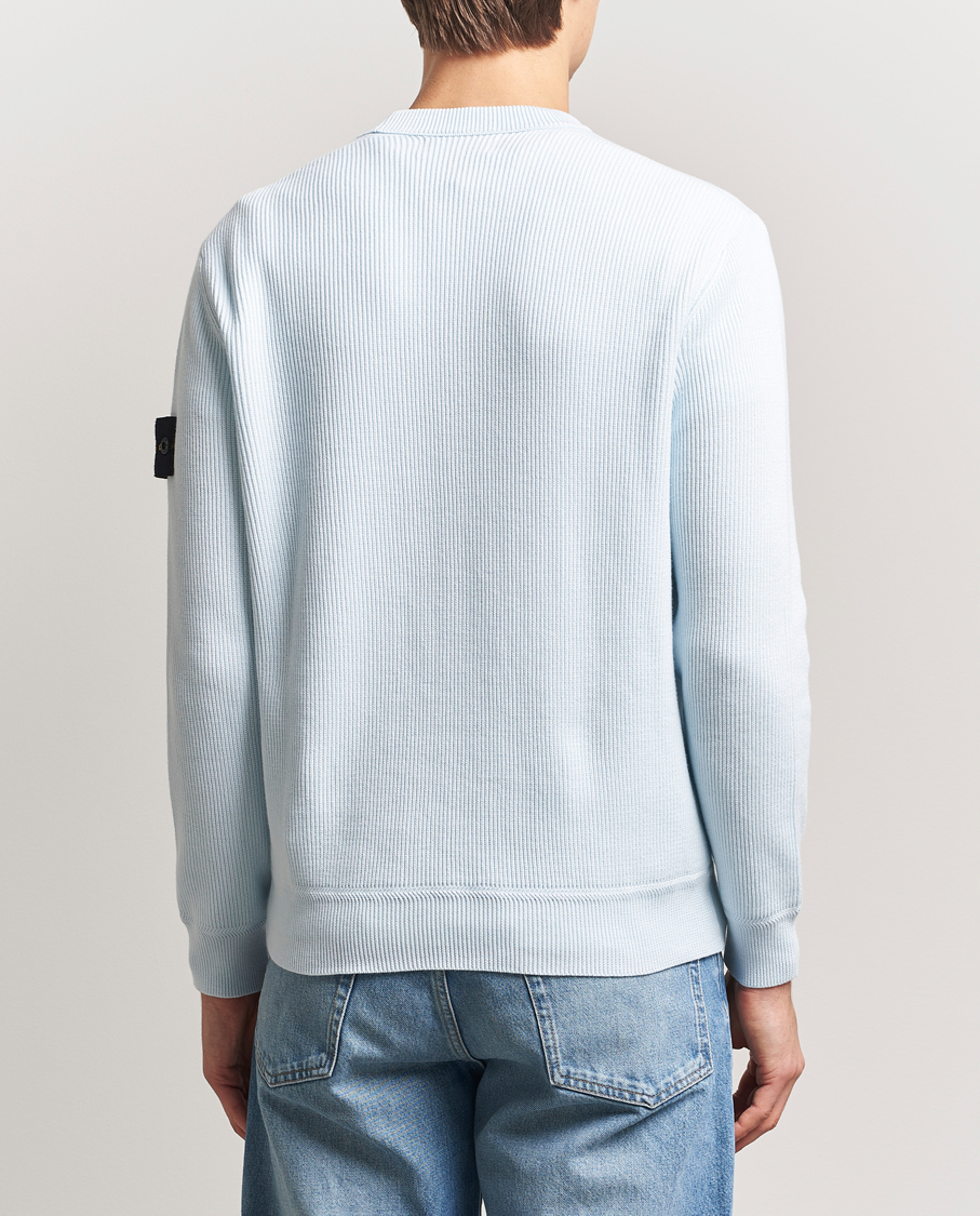 Stone Island Ribbed Soft Organic Cotton Crewneck Sky Blue at