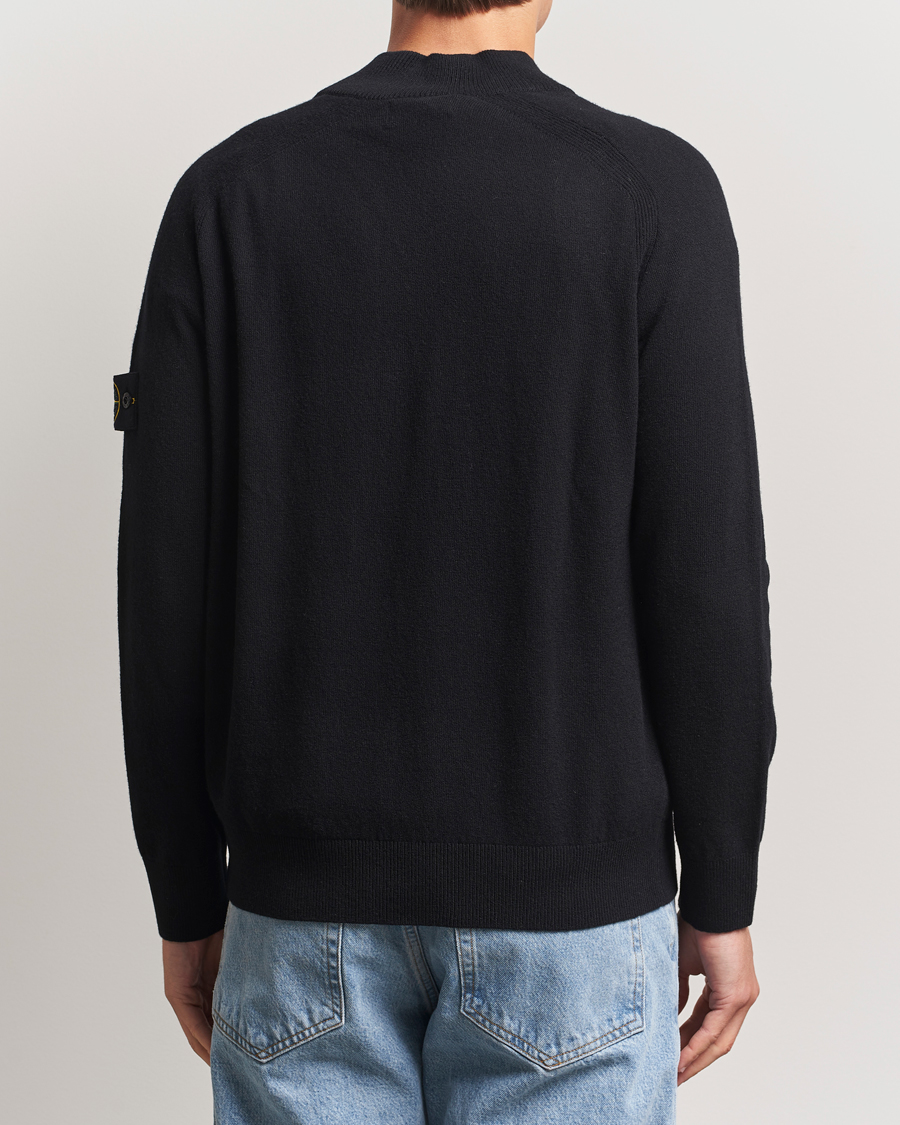 Stone Island Knitted Geelong Wool Half Button Zip Black at 