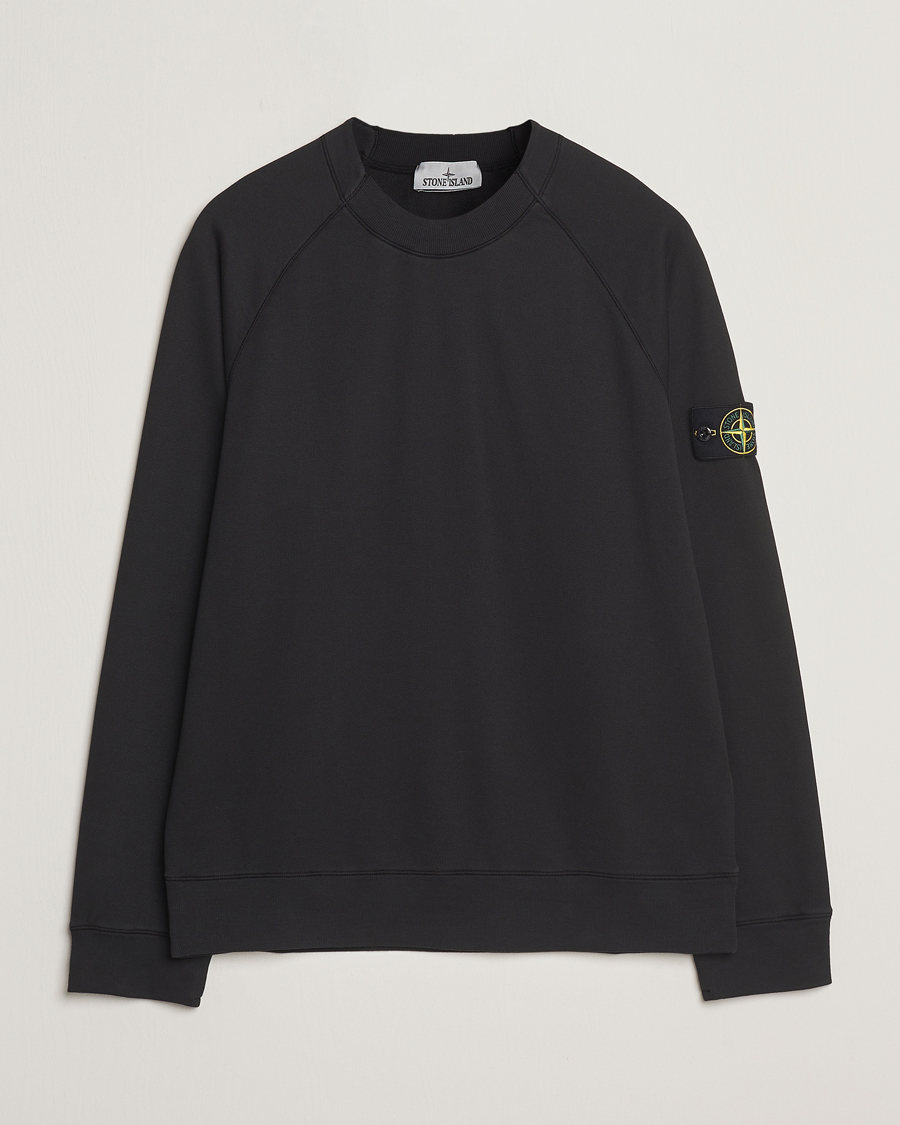 Men | Sweaters & Knitwear | Stone Island | Light Organic Cotton Fleece Sweatshirt Black
