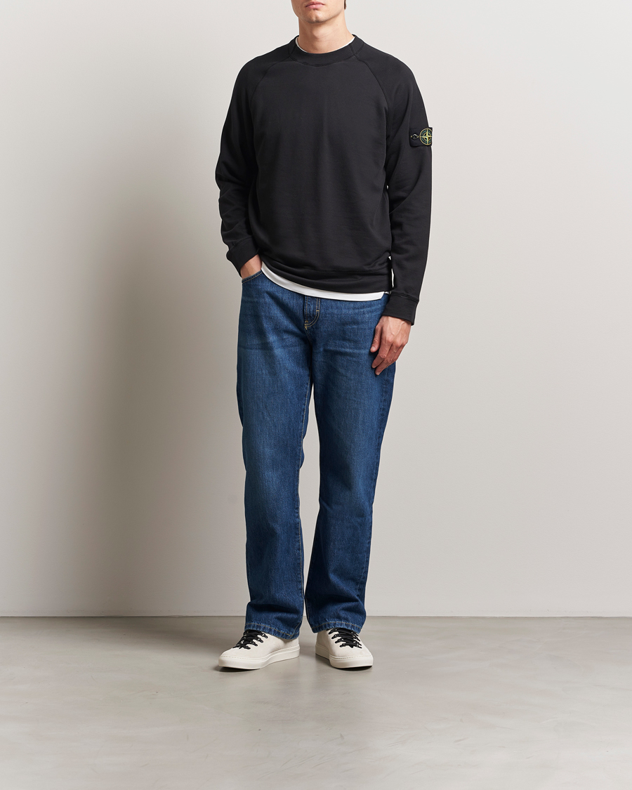 Men | Sweaters & Knitwear | Stone Island | Light Organic Cotton Fleece Sweatshirt Black