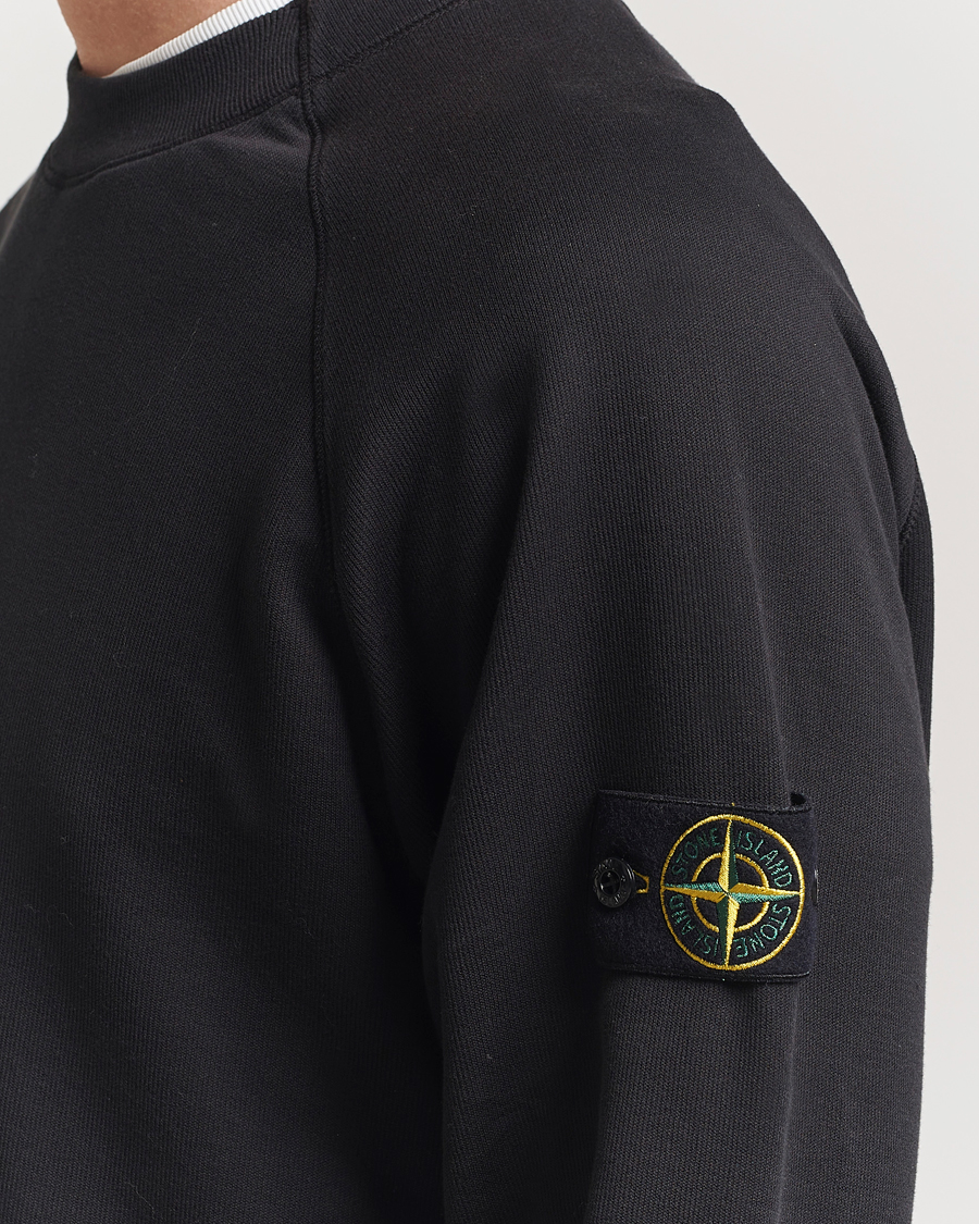Men | Sweaters & Knitwear | Stone Island | Light Organic Cotton Fleece Sweatshirt Black