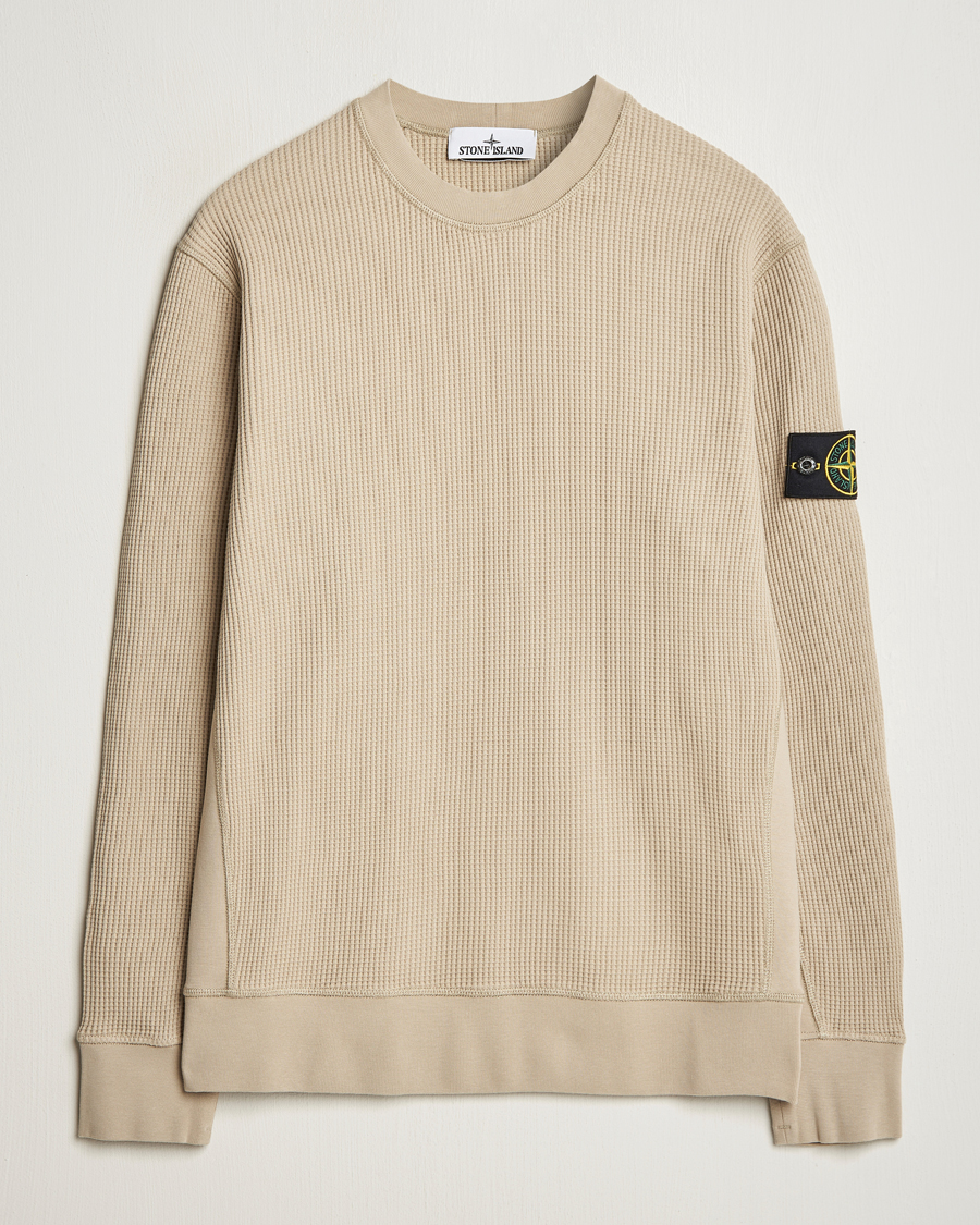 Men | Sweaters & Knitwear | Stone Island | Organic Cotton Waffle Fleece Sweatshirt Desert