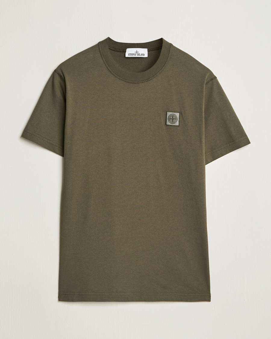 Men | T-Shirts | Stone Island | Organic Cotton Fissato Effect T-Shirt Military Green