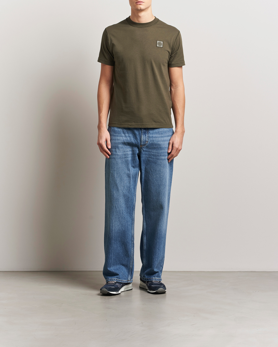 Men | T-Shirts | Stone Island | Organic Cotton Fissato Effect T-Shirt Military Green