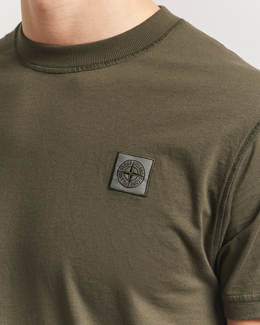 Men | T-Shirts | Stone Island | Organic Cotton Fissato Effect T-Shirt Military Green