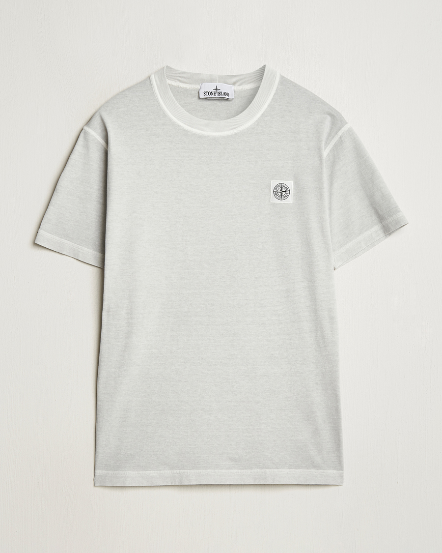 Men | T-Shirts | Stone Island | Organic Cotton Fissato Effect T-Shirt Pearl Grey