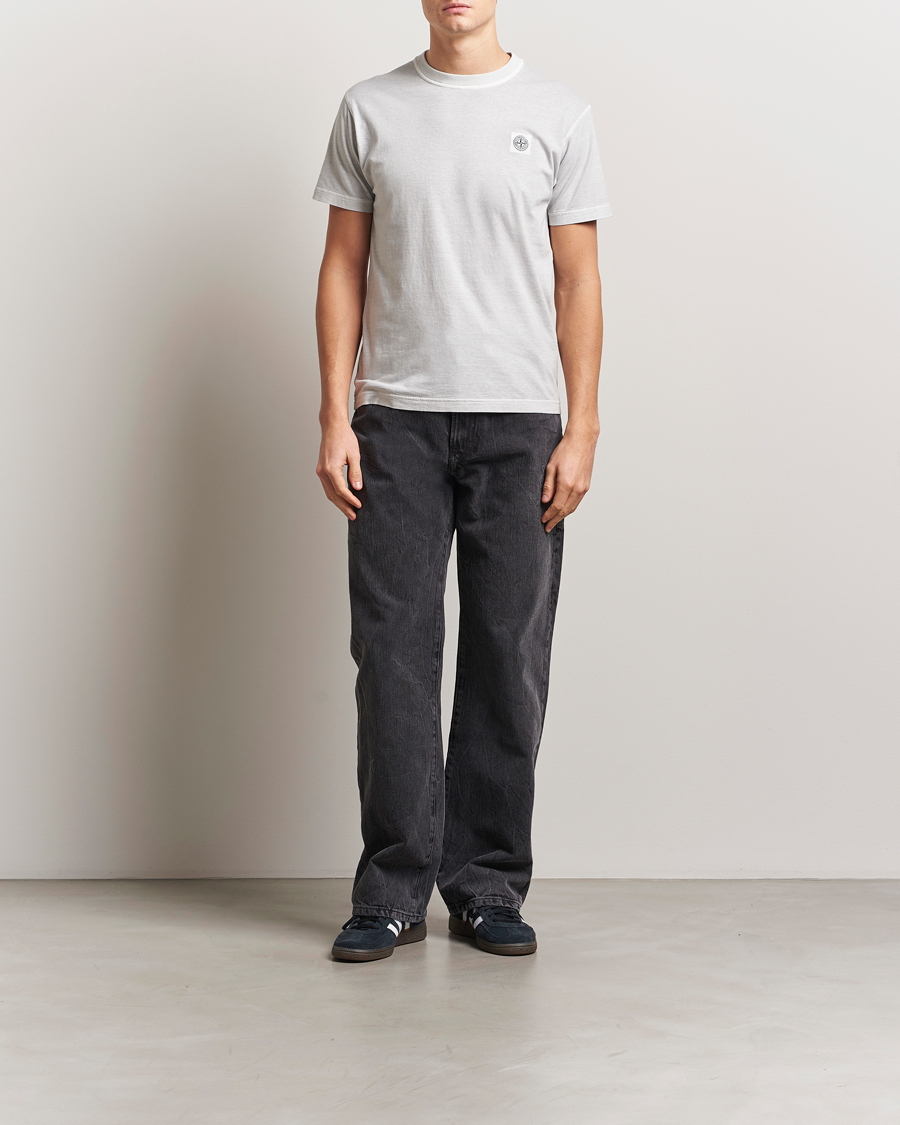 Men | T-Shirts | Stone Island | Organic Cotton Fissato Effect T-Shirt Pearl Grey