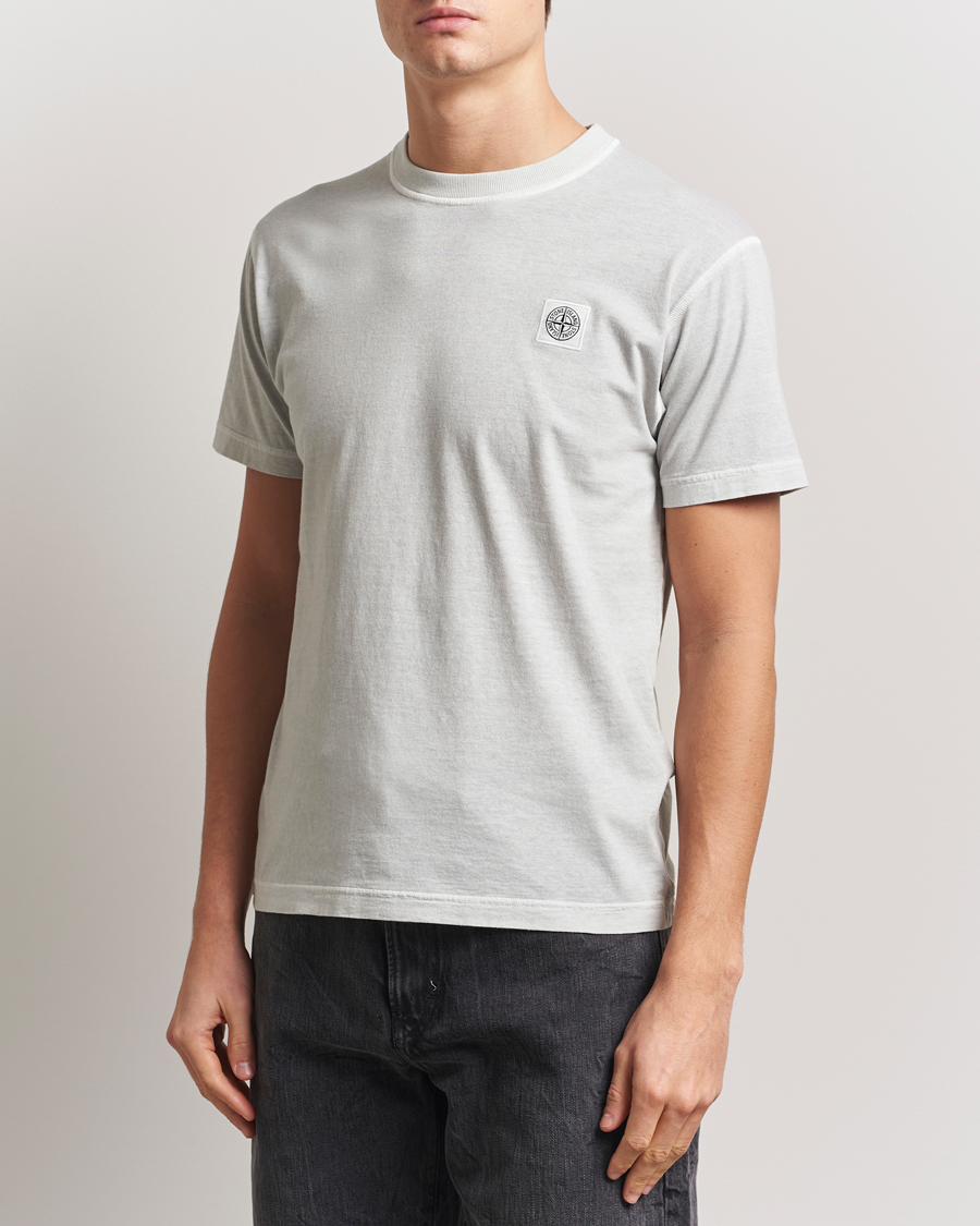 Stone Island Organic Cotton Fissato Effect T-Shirt Pearl Grey at