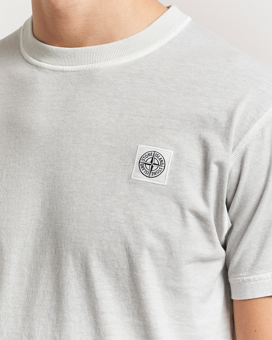 Men | T-Shirts | Stone Island | Organic Cotton Fissato Effect T-Shirt Pearl Grey