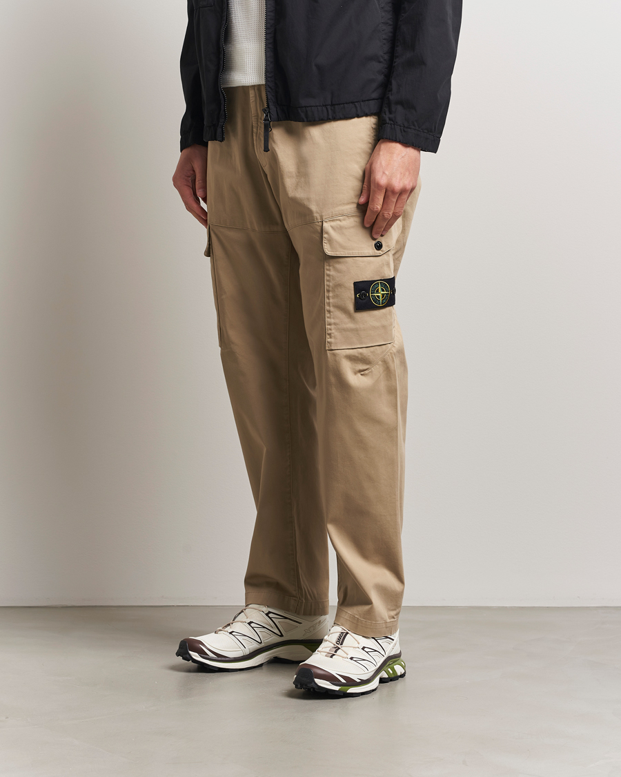 Men | Trousers | Stone Island | Regular Fit Cotton Stretch Cargo Pants Biscuit