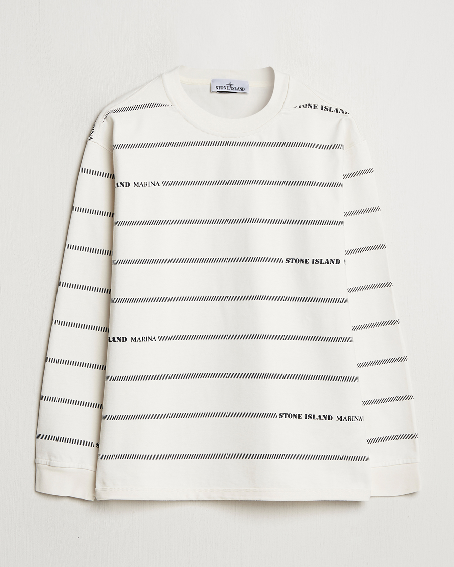 Men | Sweaters & Knitwear | Stone Island | Marina Striped Cotton Sweatshirt Ivory