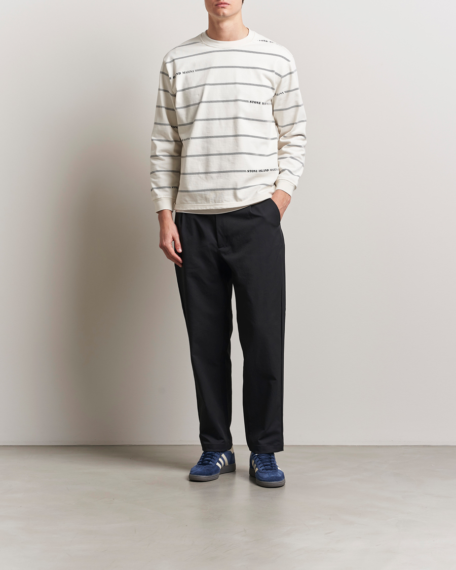 Men | Sweaters & Knitwear | Stone Island | Marina Striped Cotton Sweatshirt Ivory