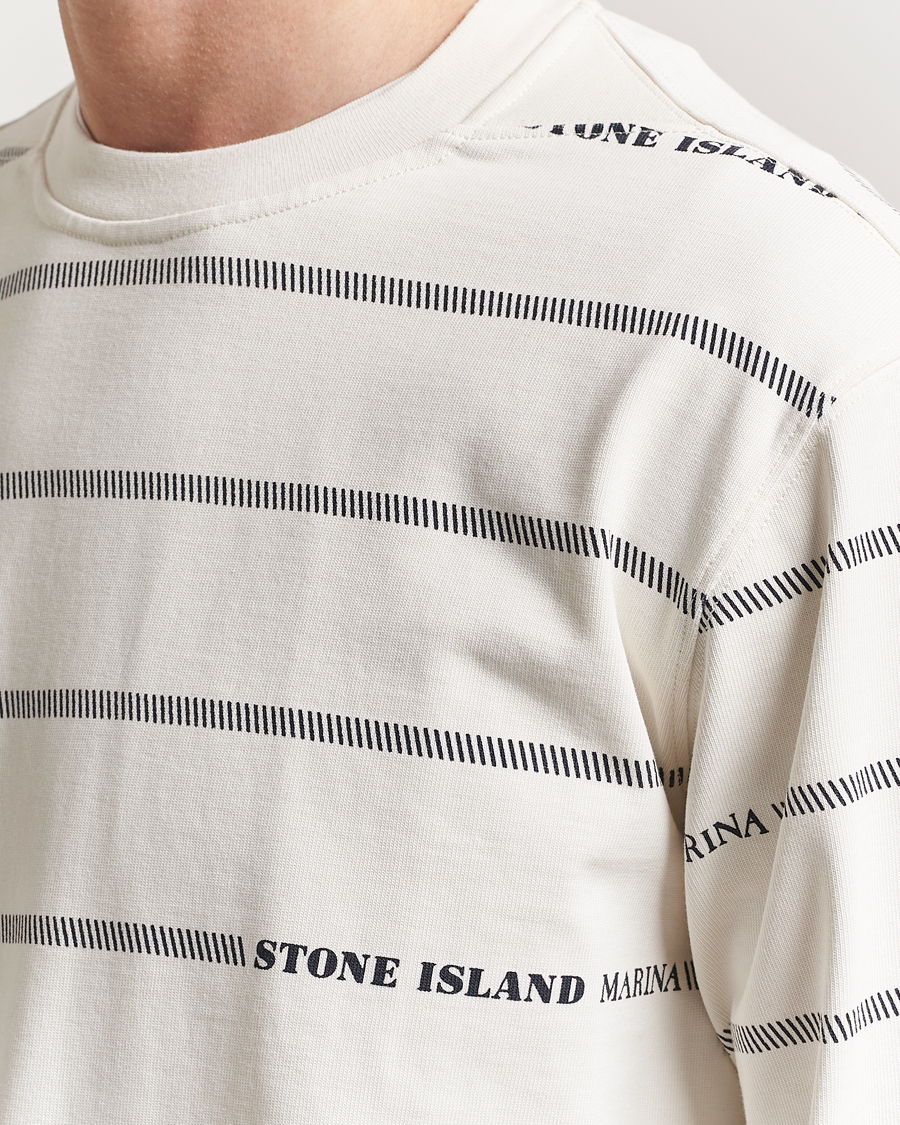 Men | Sweaters & Knitwear | Stone Island | Marina Striped Cotton Sweatshirt Ivory