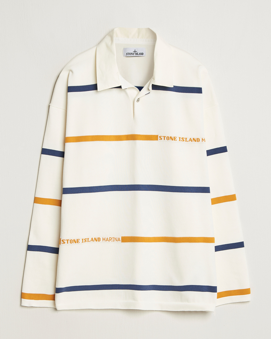Men | Sweaters & Knitwear | Stone Island | Marina Striped Cotton Rugby Ivory