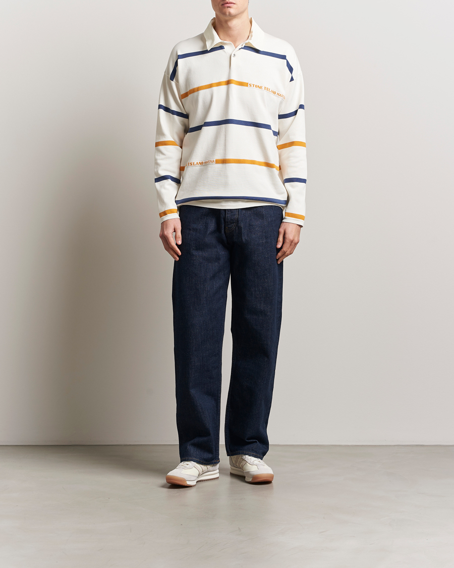 Men | Sweaters & Knitwear | Stone Island | Marina Striped Cotton Rugby Ivory