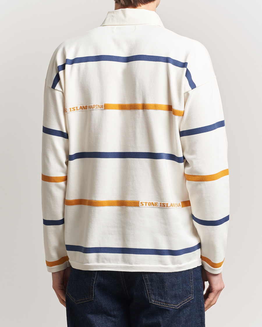 Men | Sweaters & Knitwear | Stone Island | Marina Striped Cotton Rugby Ivory