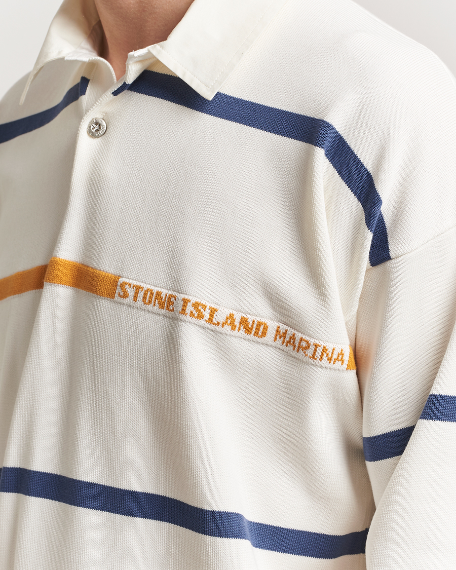 Men | Sweaters & Knitwear | Stone Island | Marina Striped Cotton Rugby Ivory