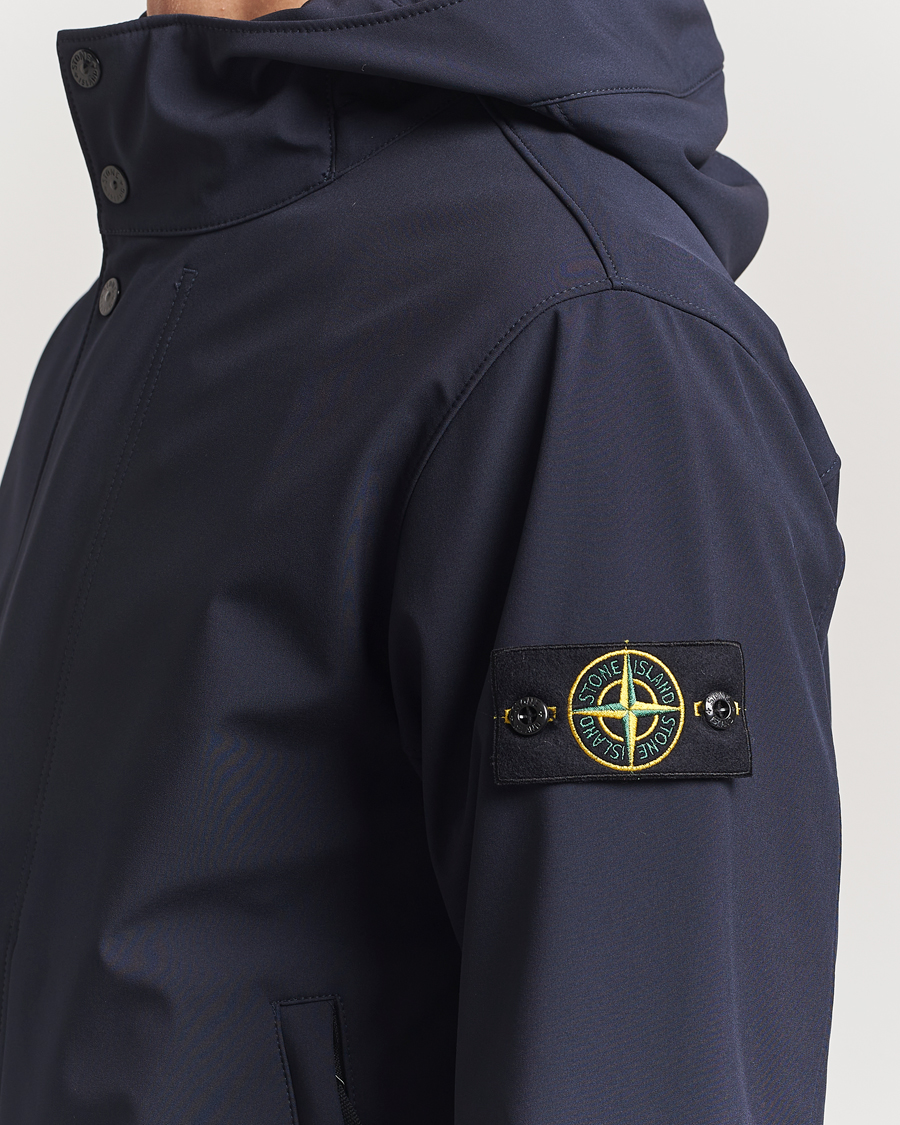 Men | Coats & Jackets | Stone Island | Soft Shell Hooded Jacket Navy Blue