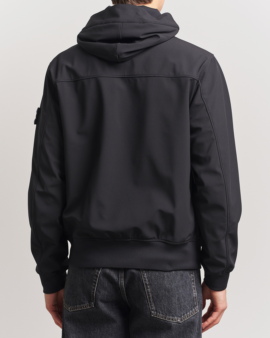 Stone Island Soft Shell Hooded Jacket Black at CareOfCarl.com