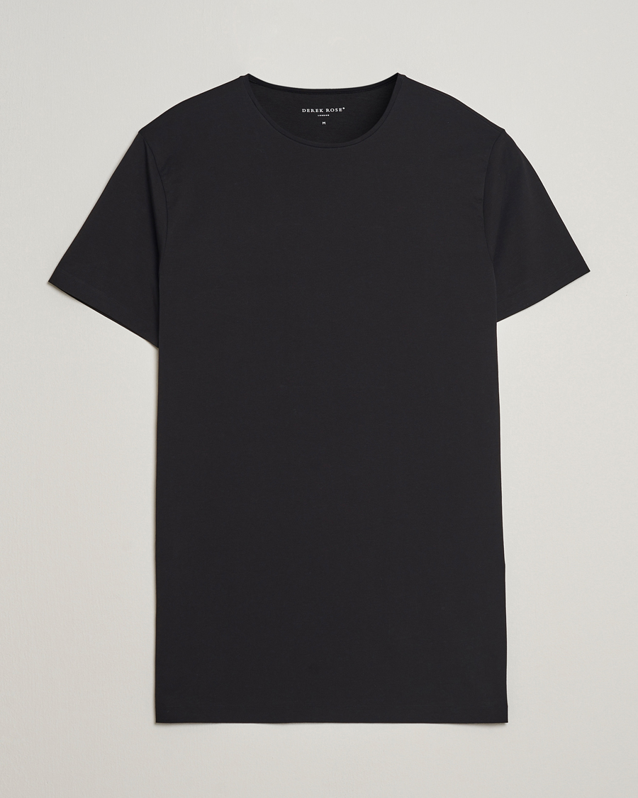 Men | T-Shirts | Derek Rose | Pima Cotton Crew Neck T-Shirt Black