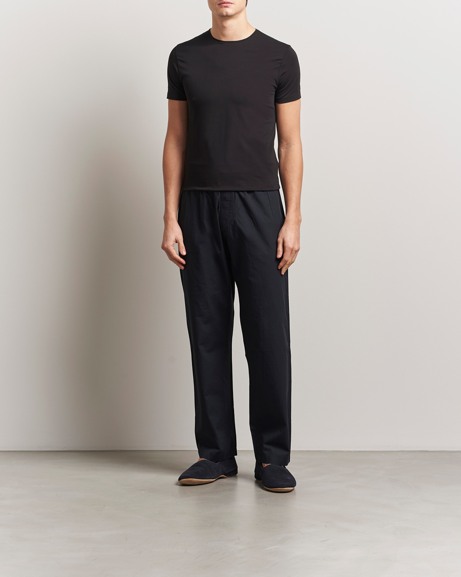 Men | T-Shirts | Derek Rose | Pima Cotton Crew Neck T-Shirt Black