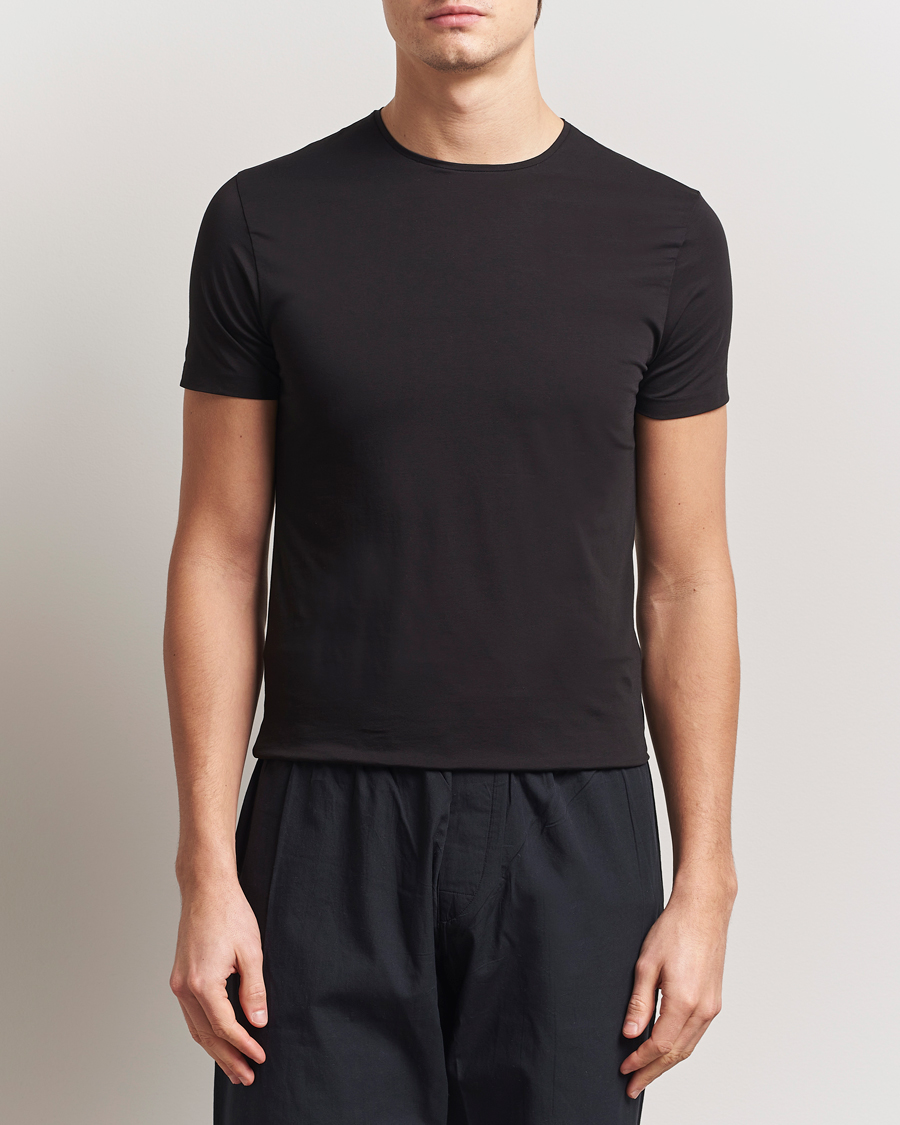 Men | T-Shirts | Derek Rose | Pima Cotton Crew Neck T-Shirt Black