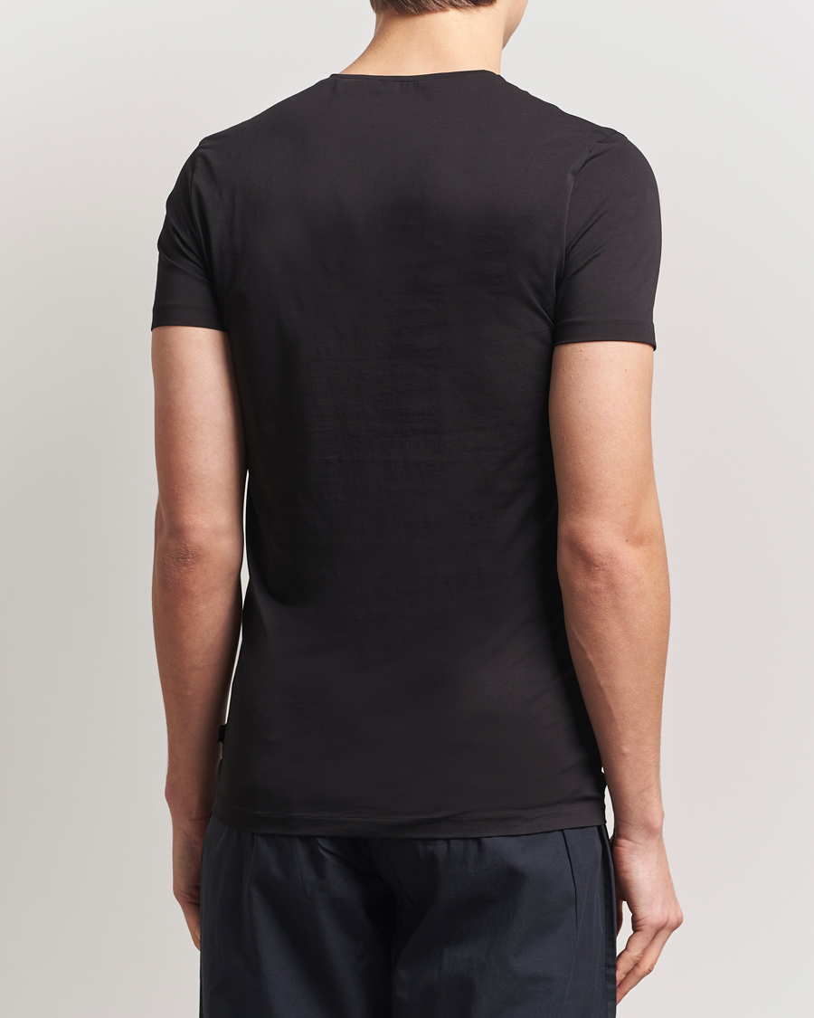 Men | T-Shirts | Derek Rose | Pima Cotton Crew Neck T-Shirt Black