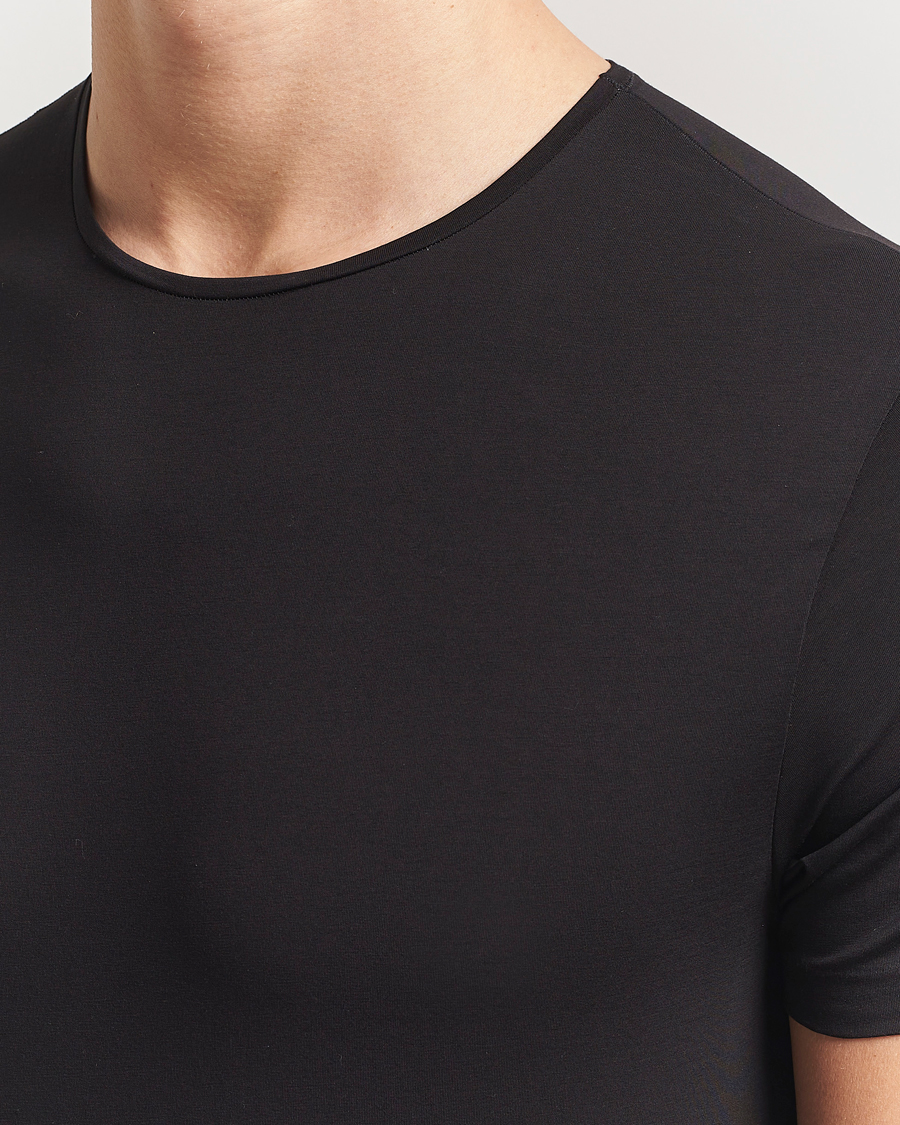 Men | T-Shirts | Derek Rose | Pima Cotton Crew Neck T-Shirt Black