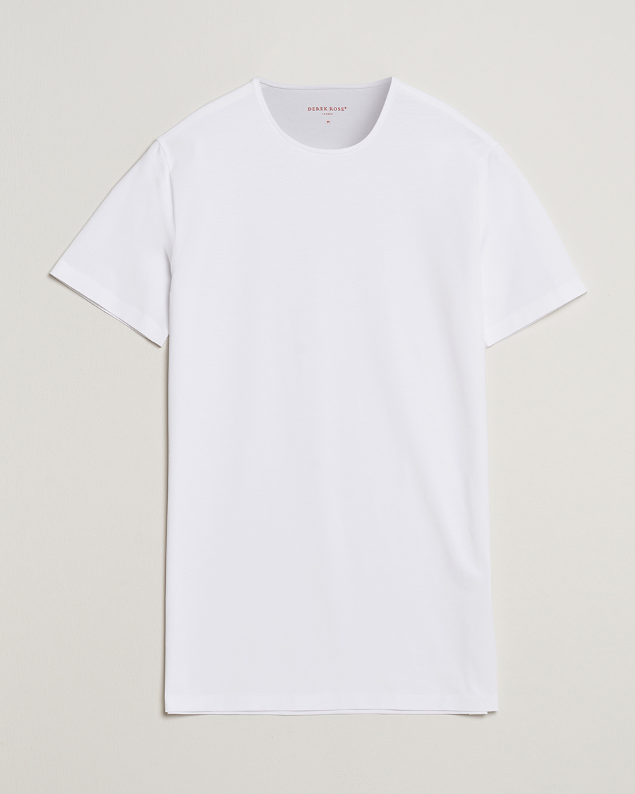 Men | T-Shirts | Derek Rose | Pima Cotton Crew Neck T-Shirt White