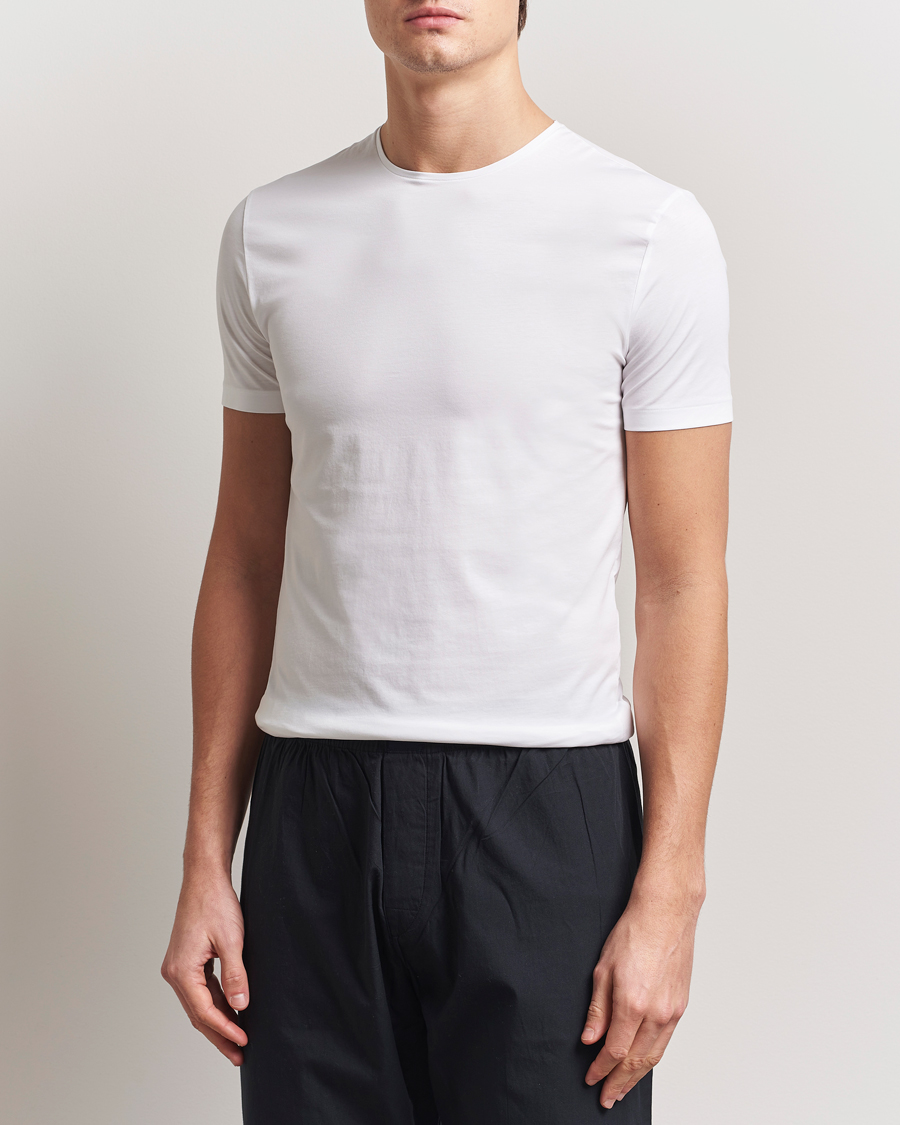 Men | T-Shirts | Derek Rose | Pima Cotton Crew Neck T-Shirt White