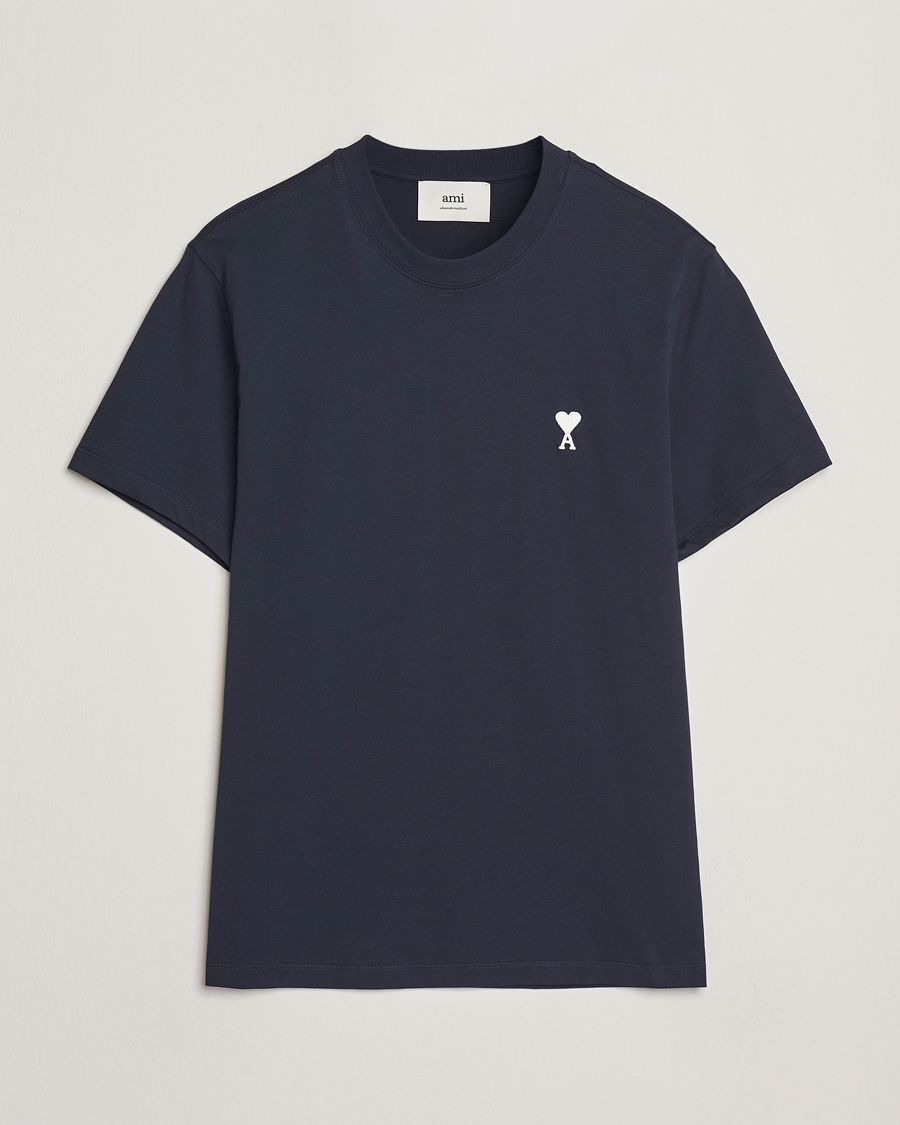 AMI Off White Heart Logo T-Shirt Night Blue at CareOfCarl.com