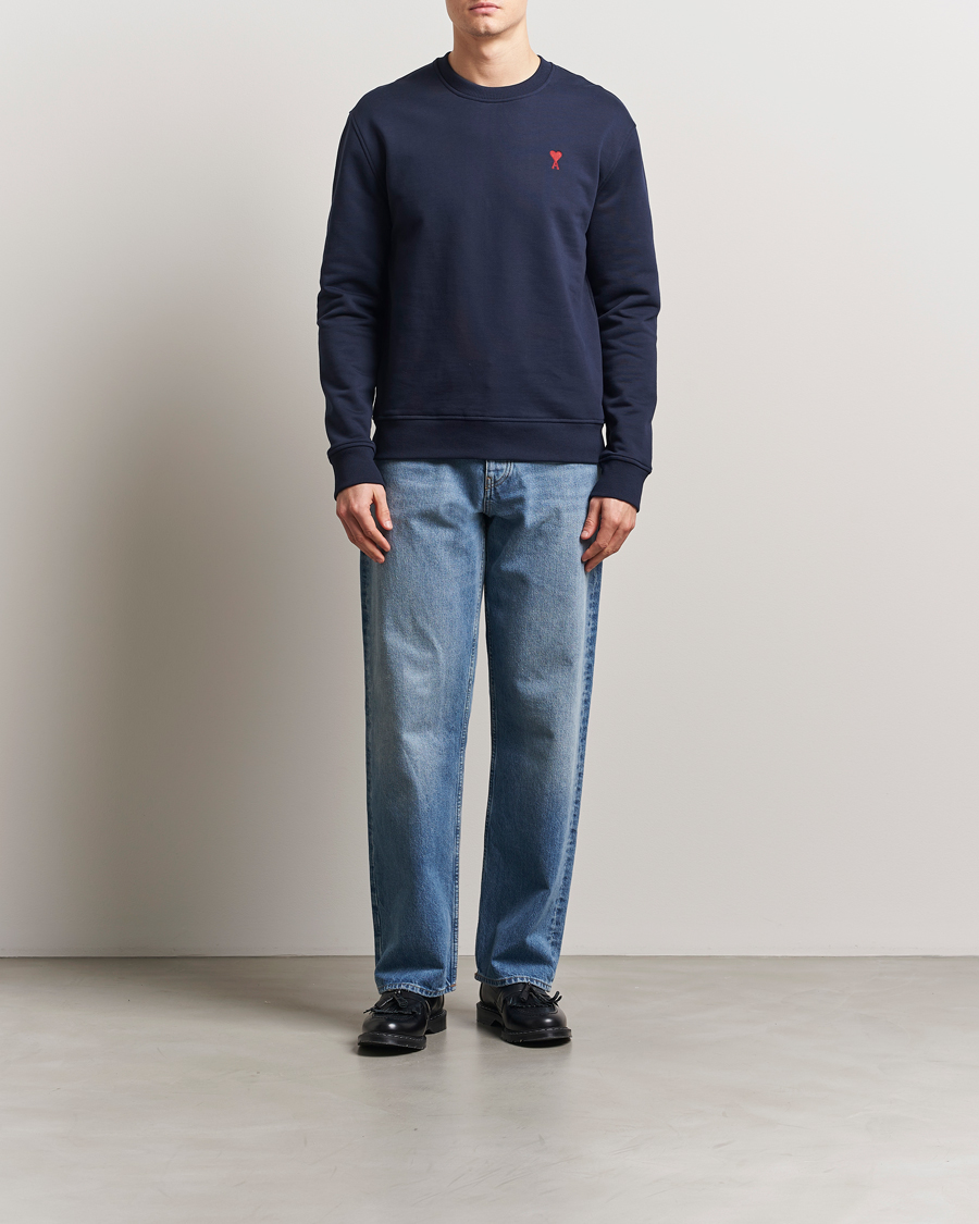 Men | Sweaters & Knitwear | AMI | Heart Logo Sweatshirt Night Blue