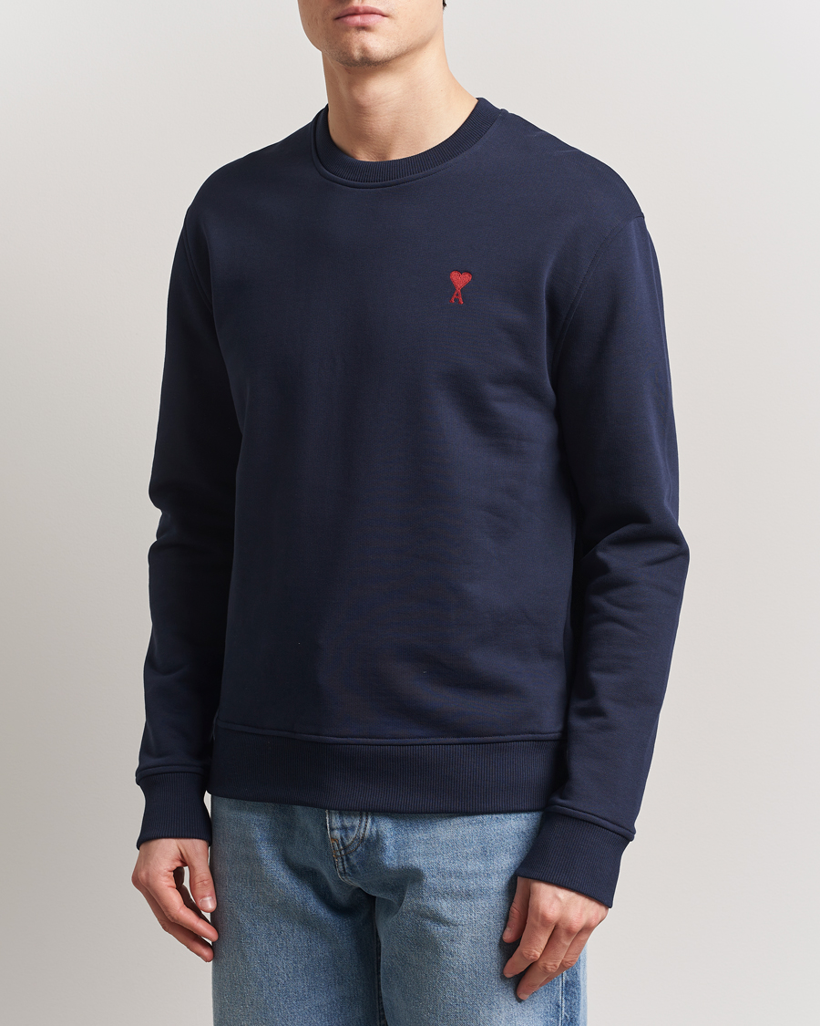 Men | Sweaters & Knitwear | AMI | Heart Logo Sweatshirt Night Blue
