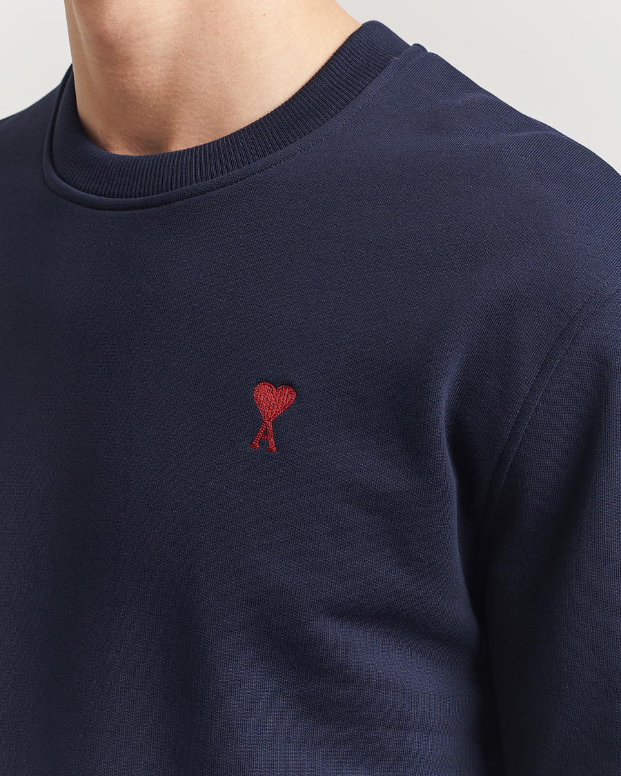 Men | Sweaters & Knitwear | AMI | Heart Logo Sweatshirt Night Blue