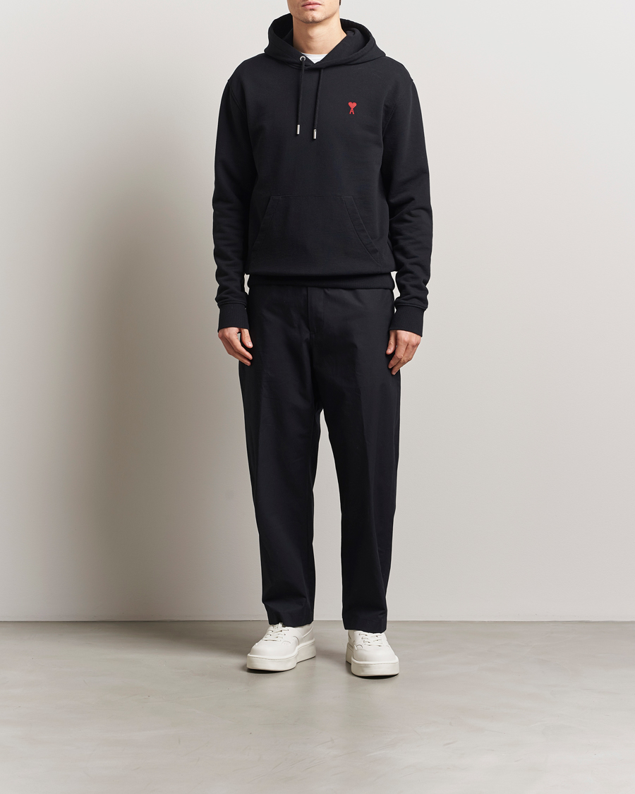 Men | Sweaters & Knitwear | AMI | Heart Logo Hoodie Black