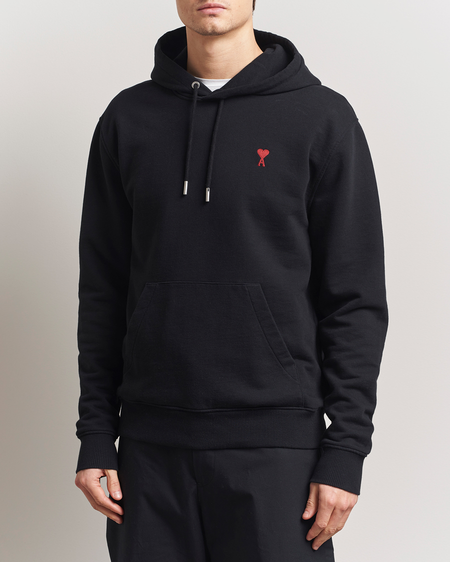 Men | Sweaters & Knitwear | AMI | Heart Logo Hoodie Black