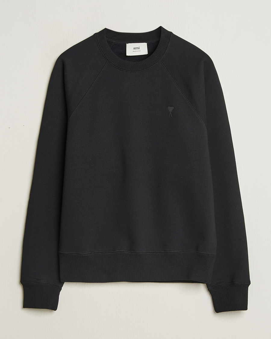 Men | Sweaters & Knitwear | AMI | Tonal Heart Logo Sweatshirt Black