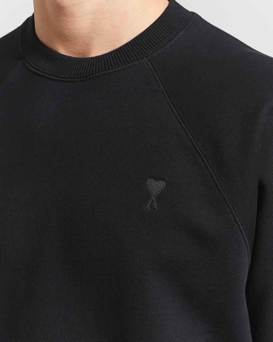 Men | Sweaters & Knitwear | AMI | Tonal Heart Logo Sweatshirt Black