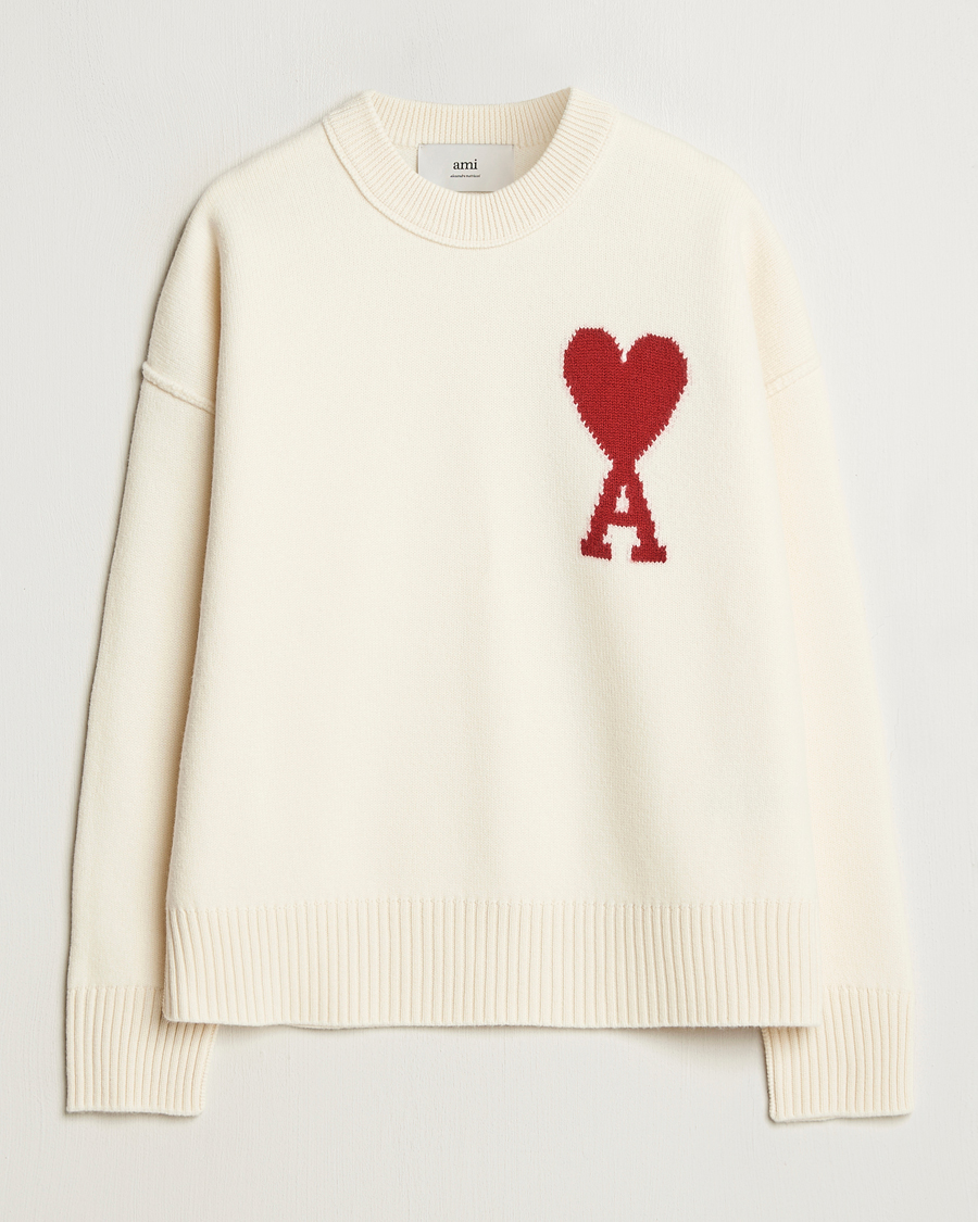 AMI Big Heart Wool Sweater Off White at CareOfCarl.com